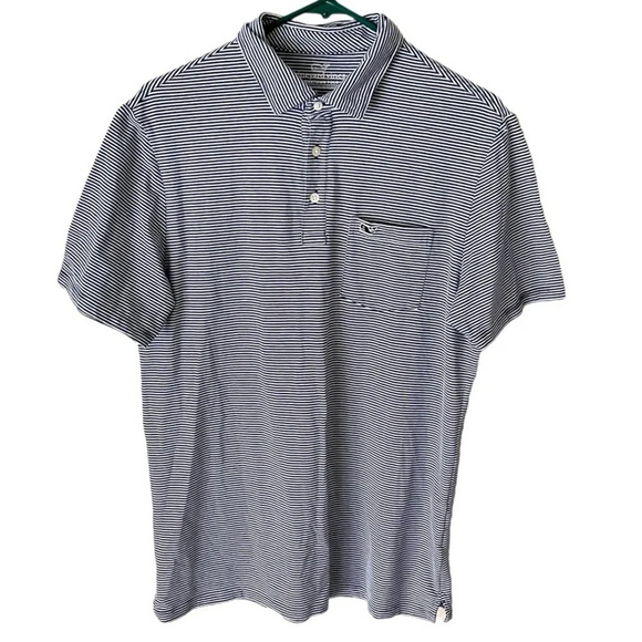 Vineyard Vines Shirt Men's Small Edgartown Polo in Navy Blue Stripe Pima Cotton - Picture 1 of 7